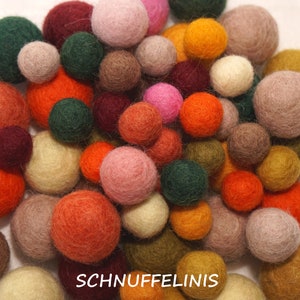 wool felt balls 4sizes mix, Montessori Baby Mobile, felt balls girls, Waldorf Pompoms pastel colors, mix your set