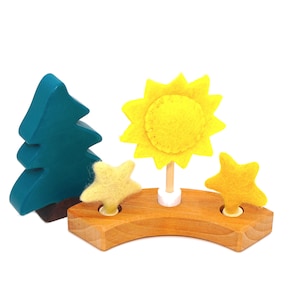 Stelle dell'Avvento, tasselli stella ferrovia Waldorf Montessori set Babbo Natale pupazzo di neve Grimm decorazione natalizia su coni
