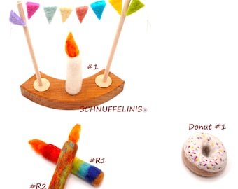 Birthday garland felt candles donuts and garland plug, Grimms Goki annual ring birthday garland suitable, birthday children