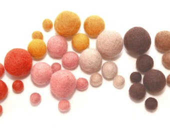 felt balls 4sizes mix, Montessori Baby Mobile, felt balls girls, Waldorf Pompoms pastel colors, mix your set