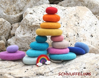 Montessori felt stones, gift toddler, Montessori at home sensory, Waldorf Material, wool felt bricks