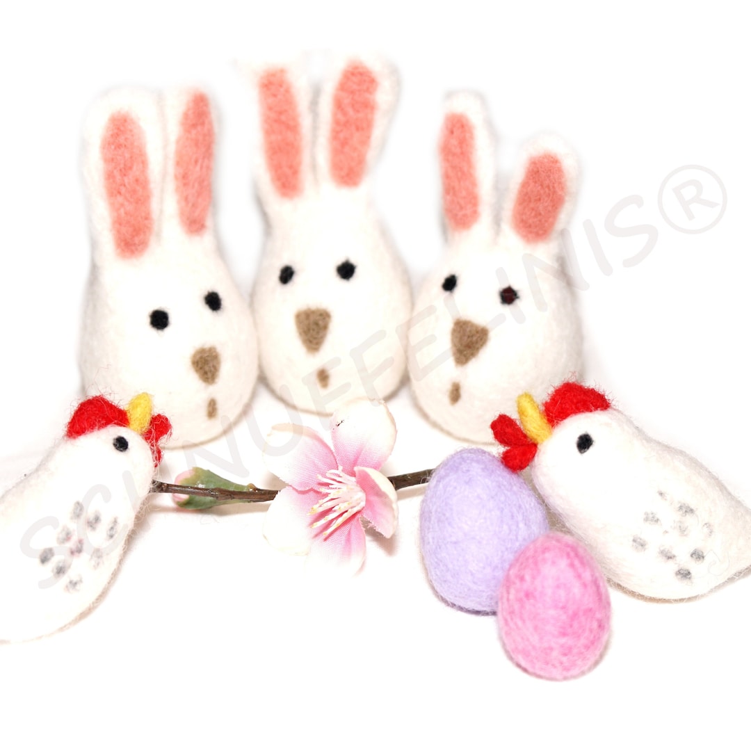 Gefilzte Hasen Hühner Ostern Osterhasen als bunte Hasen für - Etsy.de