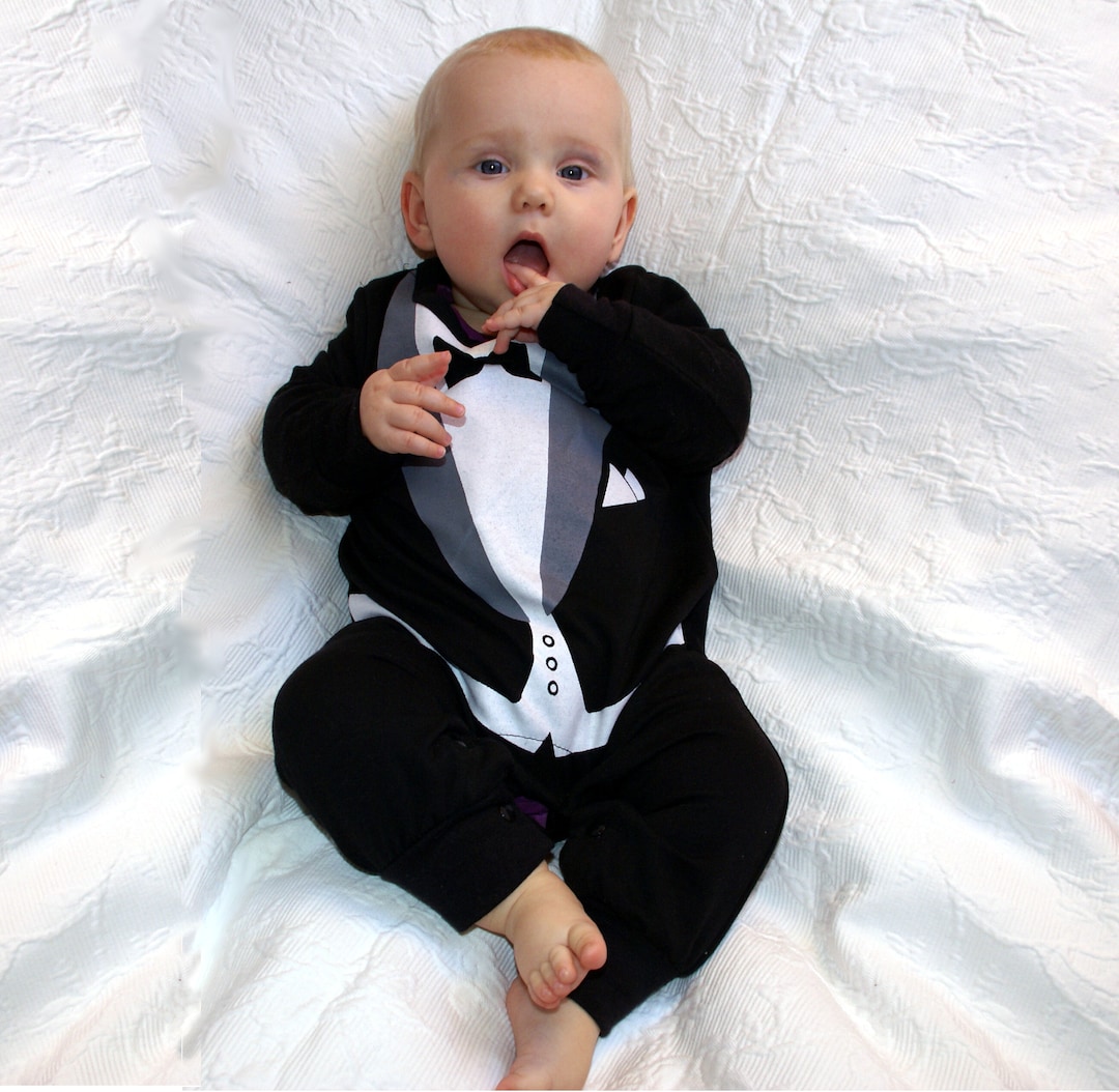 Tuxedo Baby Grow Tux Smoking Giacca Da Cena Tuta Per Neonato - Foto 8