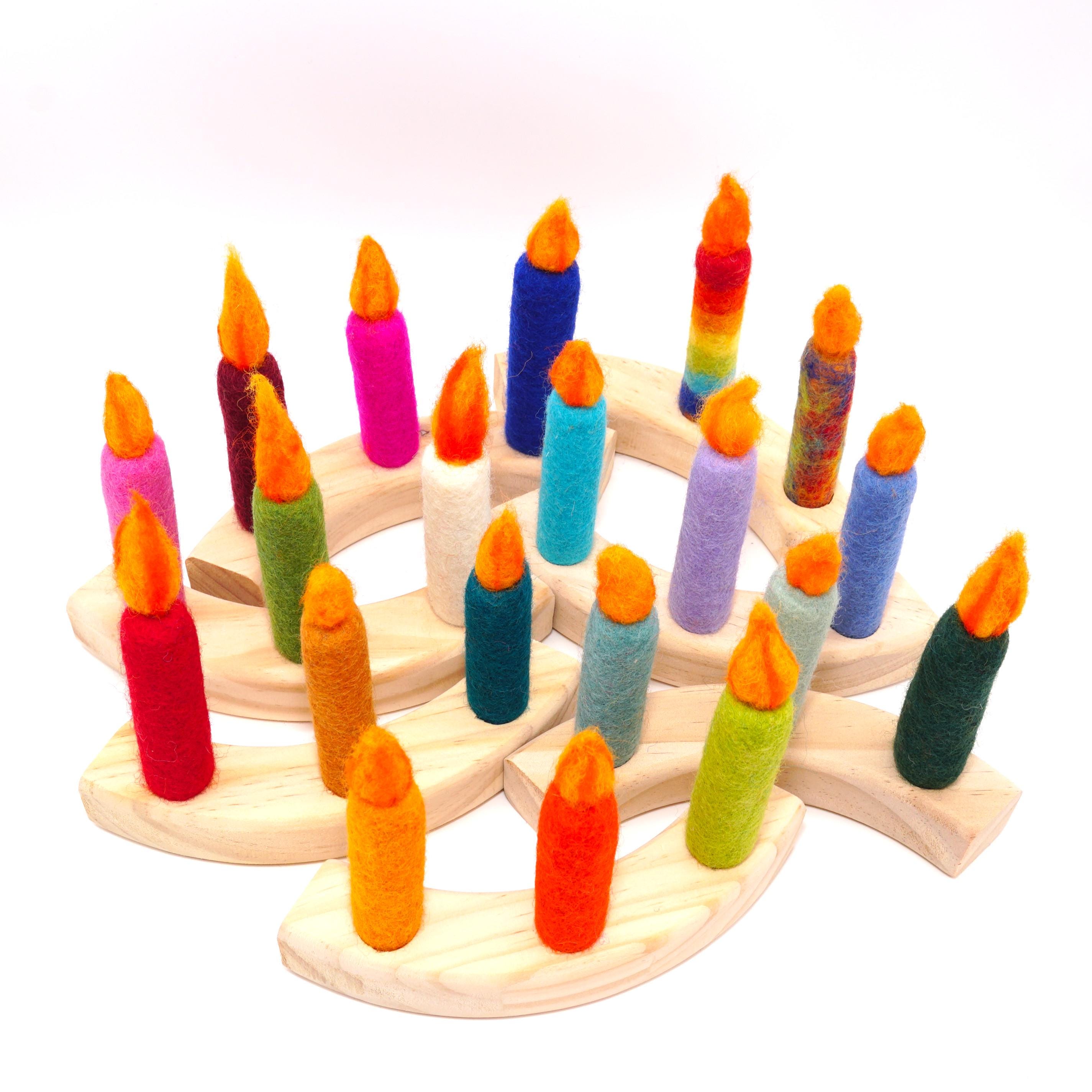 Birthday candle fire free, felt candles Grimm Goki, wool ornaments candle for Christmas annual ring and birthday children
