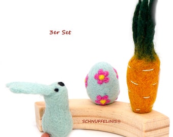 Bunny felt plug seasons ring, wooden ring seasons easter, easter bunny plug, birthday in spring, bunny favorite animal plug