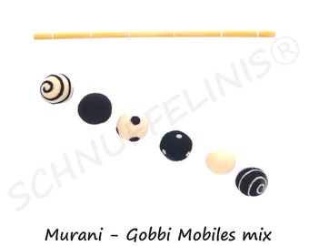 Montessori black white newborn baby mobiles, Murani, wool felt Gobbi Mobile, Baby shower gift, Baby gift Montessori, Newborn gifts Mobile