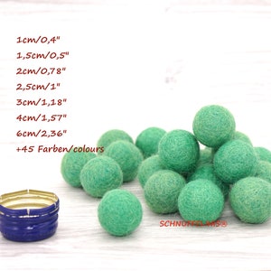 felt balls green, shades of green felt balls, 45 colors in 7 sizes, Montessori garlands, Baby Mobile, Waldorf stockings, xmas green cat toy No/Nr. 30