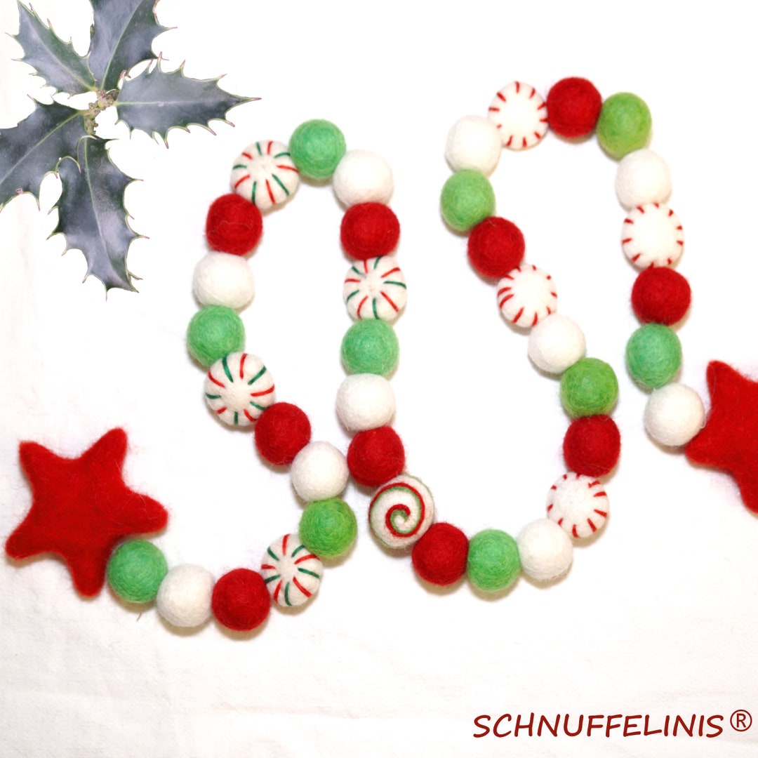 Felt Balls Christmas Garland DIY Kids Decorations Set Mantle Etsy