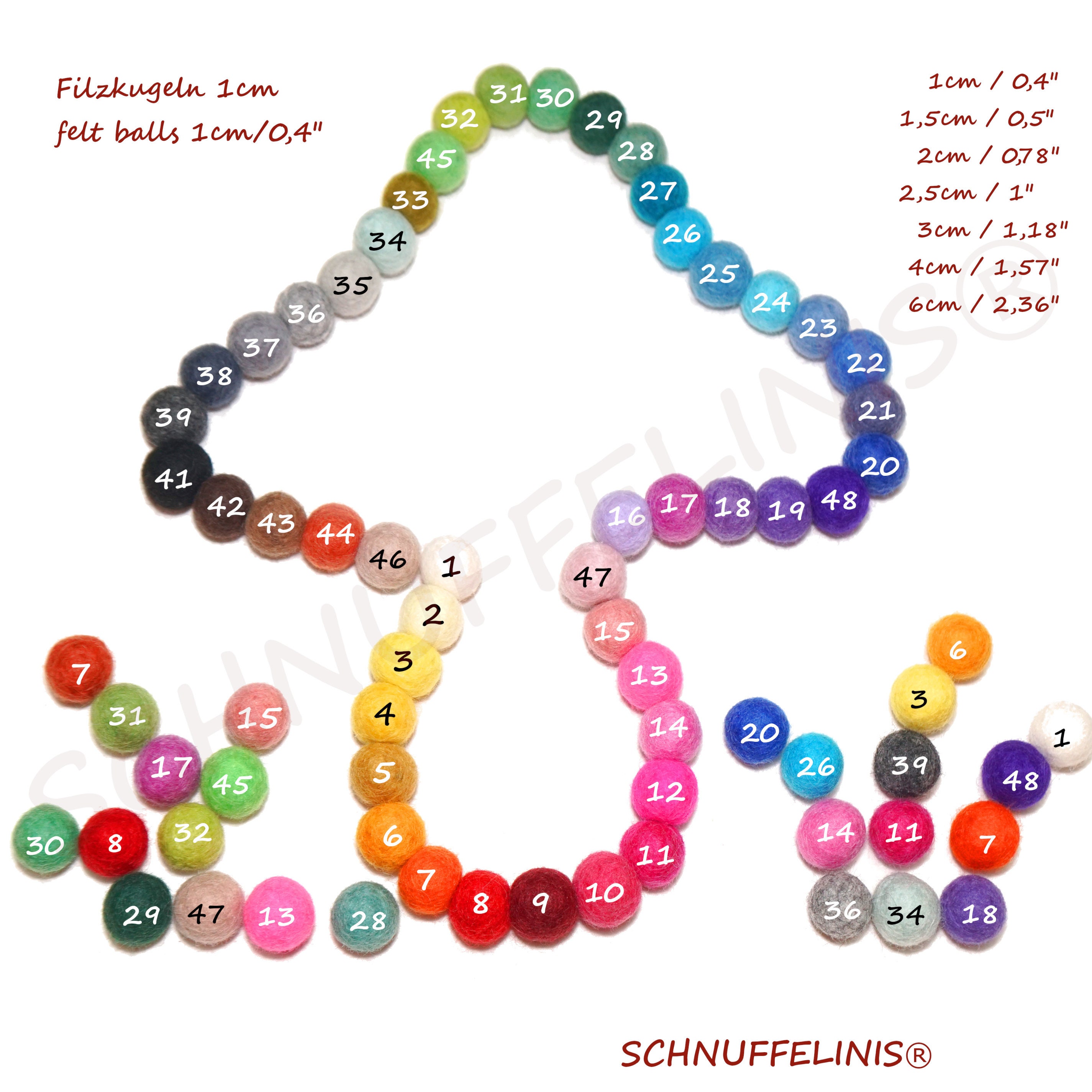 Felt Balls 12 Colors / 1 Inch Balls / Felt Pom Poms / Wool Balls