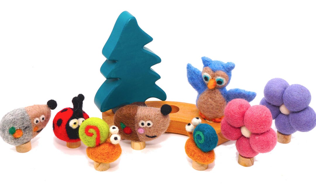 Animals Grimms Plug Birthday Ring, Wool Ornaments Animal Felt Plug ...