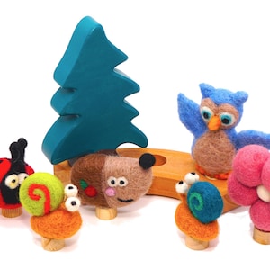 Figure da incastrare, motivi da incastrare, animali della foresta, animali da incastrare in feltro, anello di compleanno, set di animali da incastrare in feltro, animali della foresta per anelli annuali