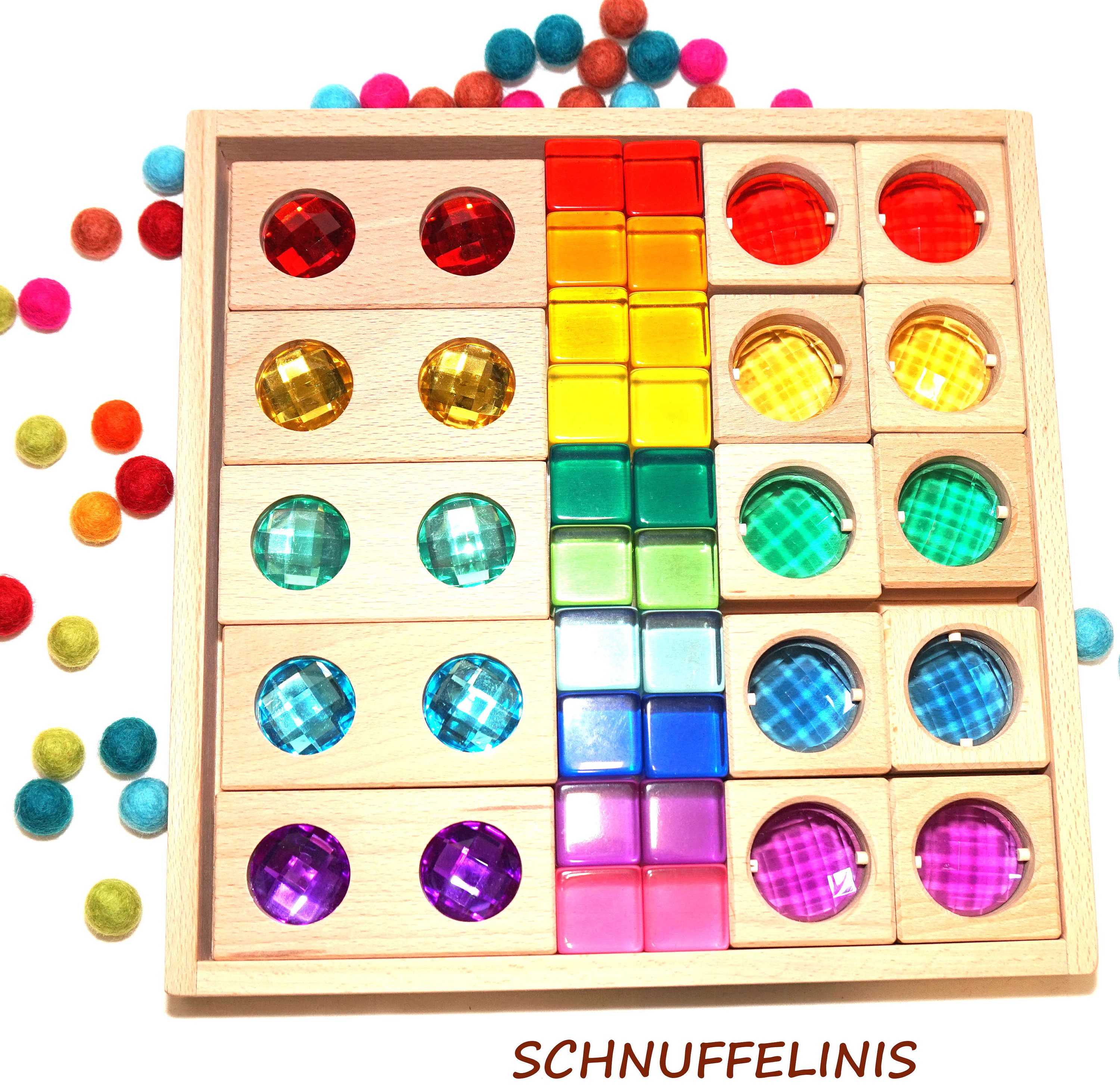 Building Block Acrylic Cubes Box Rainbow Felt Balls - Etsy