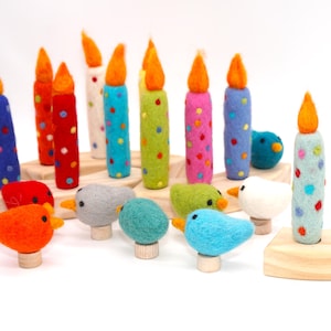 Birthday candle fire free | dotted felt candles | wool decoration Waldorf | candle birthday rings Grimms | felt candle stocking stuffers her