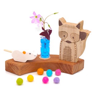 Mini vaso di compleanno, fiori in feltro, anello annuale, anelli di compleanno cicogna tucano, animali in legno per bambini