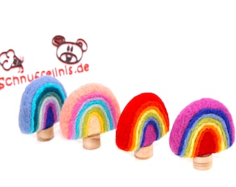 Rainbow birthday boys birthday rings, colorful rainbow felt plugs seasonal table summer felt wool birthday wreath