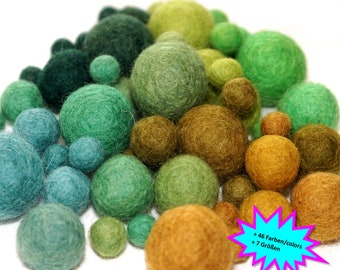 felt balls green mix, choose color size, baby mobile, DIY garlands, baby shower, Waldorf sets, Montessori Material