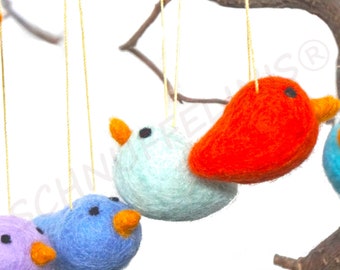 Filz Vogel gefilzt, Filzvögelchen Mobile Idee, bunte Vögel, Geschenkanhänger Vogel, Schlüssel Anhänger, Filzwolle Vogel, Raumduft