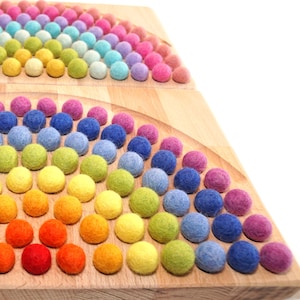 Montessori tracing board, toddler sensory rainbow board, felt balls rainbow, gift for toddler, stocking stuffer toddler, kindergarten gift