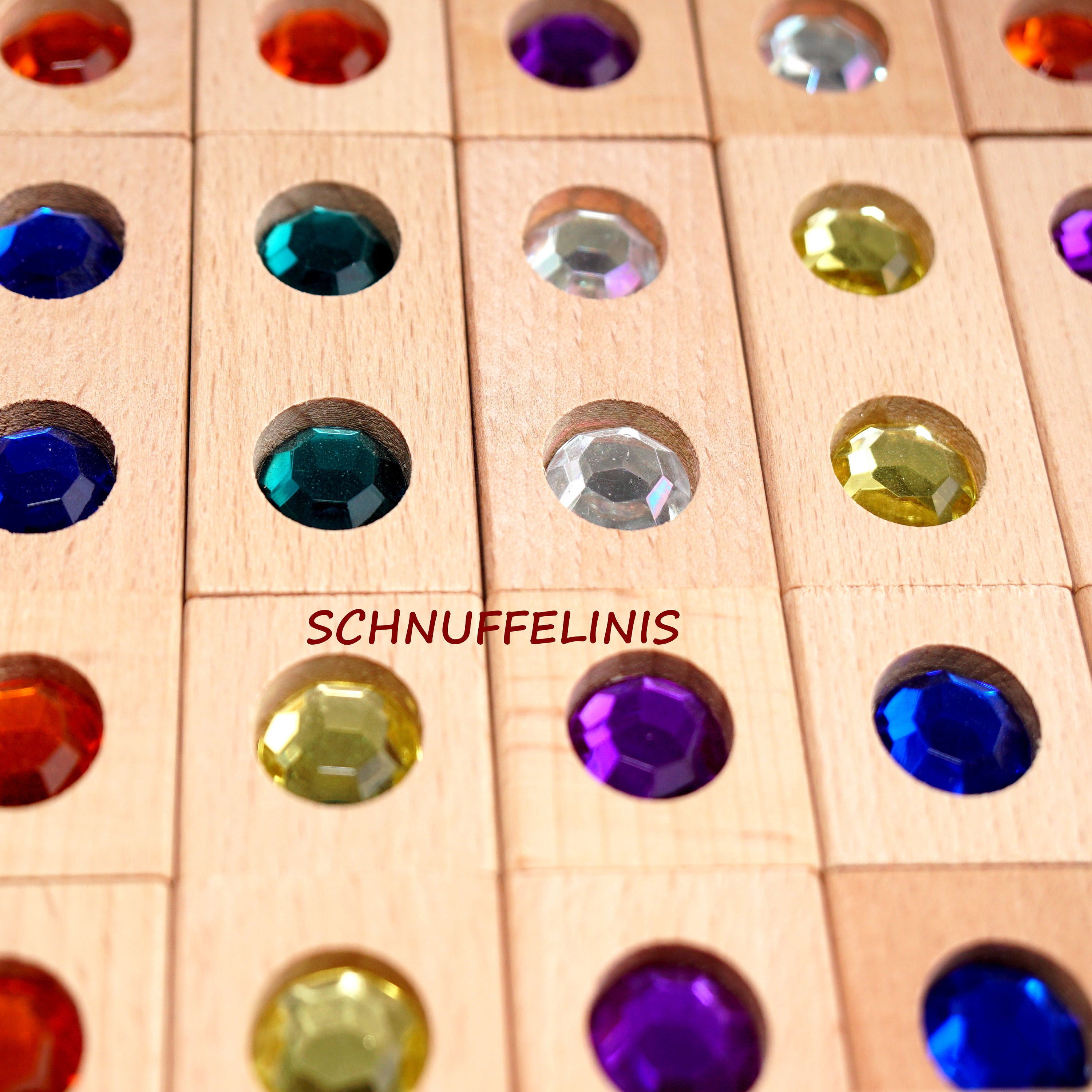 TOBBOMEY Holz Bausteine Mit Glitzersteinen - 32-tlg. Montessori Set