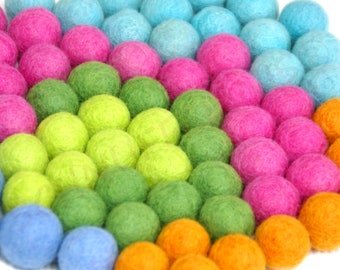 felt balls pastel mix, mix match felt balls, 6 sizes felt balls, Montessori sensory fun, wool pompoms, crafts DIY baby Mobile