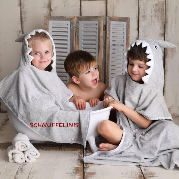 Ponchos de serviettes de bain requin pour enfants, cadeau amusant pour enfants serviette de bain requin plage, serviette de natation pour bébé maxi avec capuche, cadeau de baptême