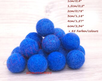 wool felt balls royal blue, bowls felted for Baby Mobile DIY, Felt gifts Montessori sensory, birthday garlands supplies, Waldorf Pompons