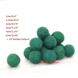 felt balls green, shades of green felt balls, 45 colors in 7 sizes, Montessori garlands, Baby Mobile, Waldorf stockings, xmas green cat toy No/Nr. 29