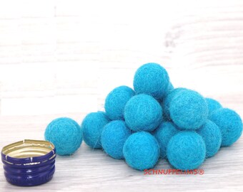 wool felt balls royal blue, bowls felted for Baby Mobile DIY, Felt gifts Montessori sensory, birthday garlands supplies, Waldorf Pompons