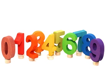 誕生日用数字、カラフルな木製数字｜誕生日リング用数字｜誕生日飾り｜子供の誕生日のためのウォルドルフ式飾り