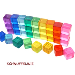 Building block cubes, beginner starter set, Acrylic cubes Rainbow, Montessori toddler set, Waldorf light material light and colors image 6