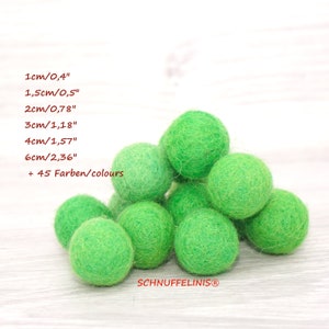 felt balls green, shades of green felt balls, 45 colors in 7 sizes, Montessori garlands, Baby Mobile, Waldorf stockings, xmas green cat toy image 9