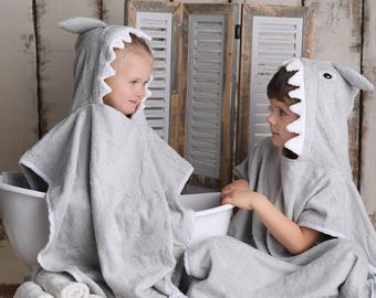 Shark bath robes baby toddler size, kids bathrobe owl, cool shark bath towels, gift for kids, christmas gift bathrobe baby, bath towel shark