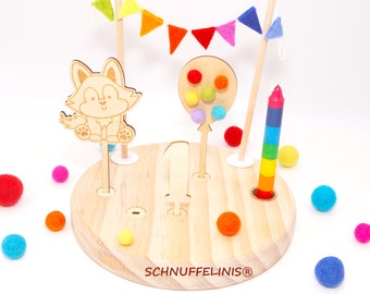 Piatto di compleanno set tutto incluso, set regalo piatto di legno, set in legno per bambini, numeri di compleanno di animali in legno, piatto di legno di compleanno per bambini Waldorf