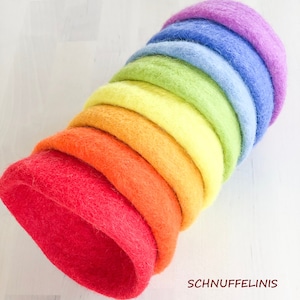 Filz Schalen Schnuffelinis, Montessori Kinder Sortierschüsseln Regenbogen, Filzschalen Waldorf, Geschenkkörbchen Kindergarten Filz Set