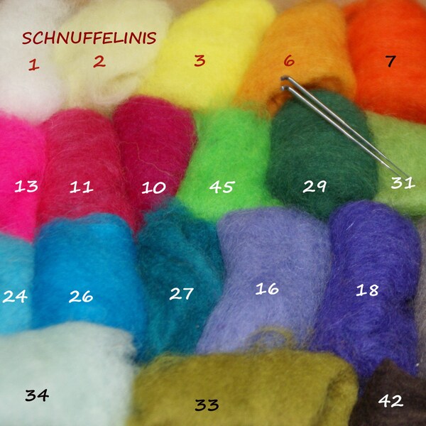 Filzwolle Starter Set, Filz Wolle aus 47 Farben wählen, Filznadeln Trockenfilzen, DIY Montessori nassfilzen, Bastelideen trockenfilzen