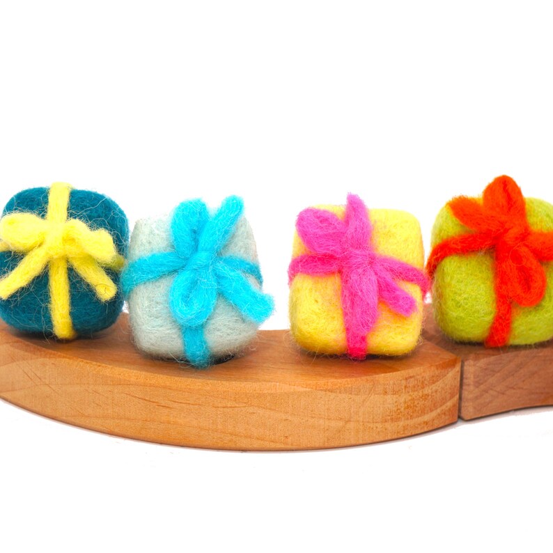 Felt gift birthday | wooden ring figures | gift tags decor | birthday ring plugs | felt wool birthday gift | Grimms plug happy birthday image 13