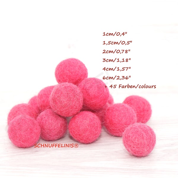 Boules de feutre fuchsia, baies rouges, boules de feutre rose 2 cm, jouets pour chats en feutre, guirlandes de perles de feutre 1 cm, boules de laine feutre bébé mobile mix