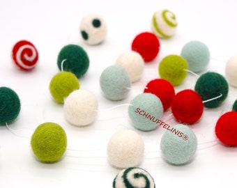 wool felt balls Christmas mix, Montessori Sensory pompoms, craft felt beads Waldorf material, DIY Christmas craft, Montessori Baby Mobile