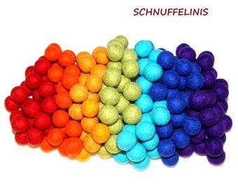 Wool felt balls mix for Montessori Baby Mobile, sensory boxes toddler gifts, DIY garlands for birhtday crafting, jewelry beads in colourful