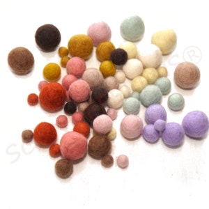 felt balls 4sizes mix, Montessori Baby Mobile, felt balls girls, Waldorf Pompoms pastel colors, mix your set