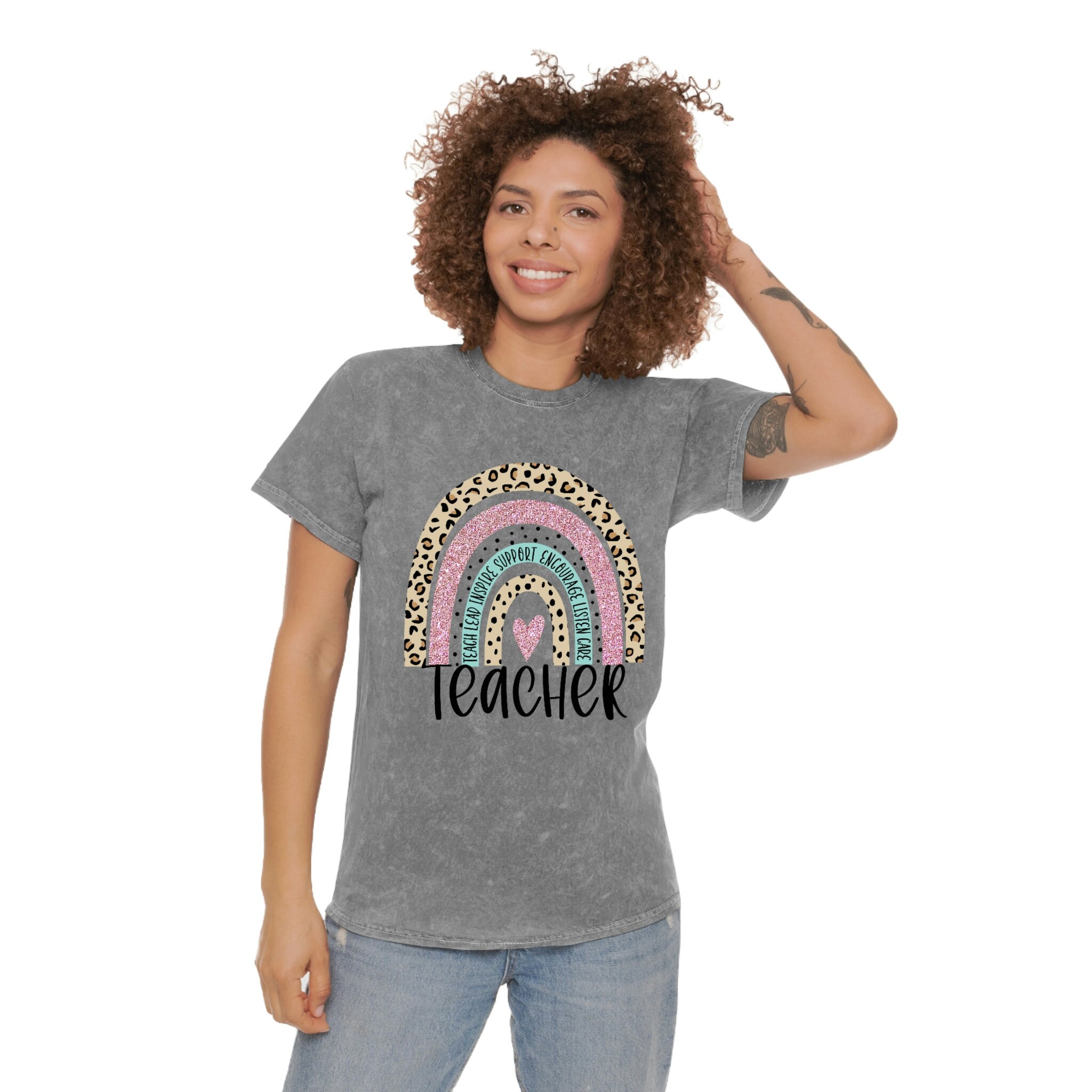 Teacher With Rainbow Unisex Mineral Wash T-shirt - Etsy