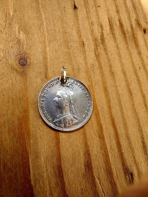 Original Silver Victorian Thrupenny Coin Love Tok… - image 5
