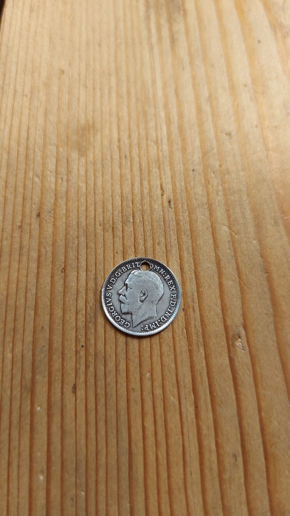 Original Silver George V Thrupenny Coin Lovetoken… - image 5