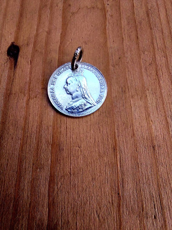 Original Silver Victorian Coin Love Token with V.… - image 5