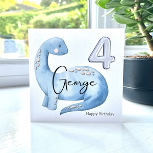Carte d'anniversaire de dinosaure, n'importe quel âge carte de joyeux anniversaire personnalisée, Brachiosaurus, Diplodocus, fils, neveu, petit-fils, dinosaure fou, 3ème, 4ème