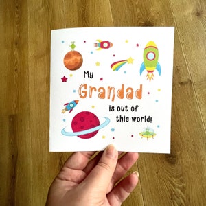 Carte grand-père personnalisée, carte de fête des pères, carte d'anniversaire pour grand-père, carte sur le thème de l'espace pour grand-père, joyeux anniversaire grand-père