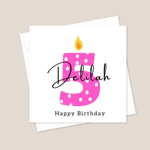 Carte personnalisée de cinquième anniversaire, carte de joyeux 5e anniversaire, vous avez cinq ans, carte d'anniversaire d'enfant,