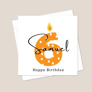 Carte d'anniversaire personnalisée avec nom et âge, sixième carte d'anniversaire, carte de joyeux 6e anniversaire, carte de vous avez six ans, 7, 8, 9, 10, 11, 12
