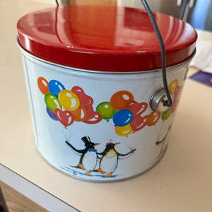 Rare Find! Vintage Popcorn Tin,  signed by Artist