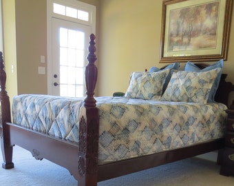 Custom Cotton Fitted Bedspread, Quilted Diamond Pattern